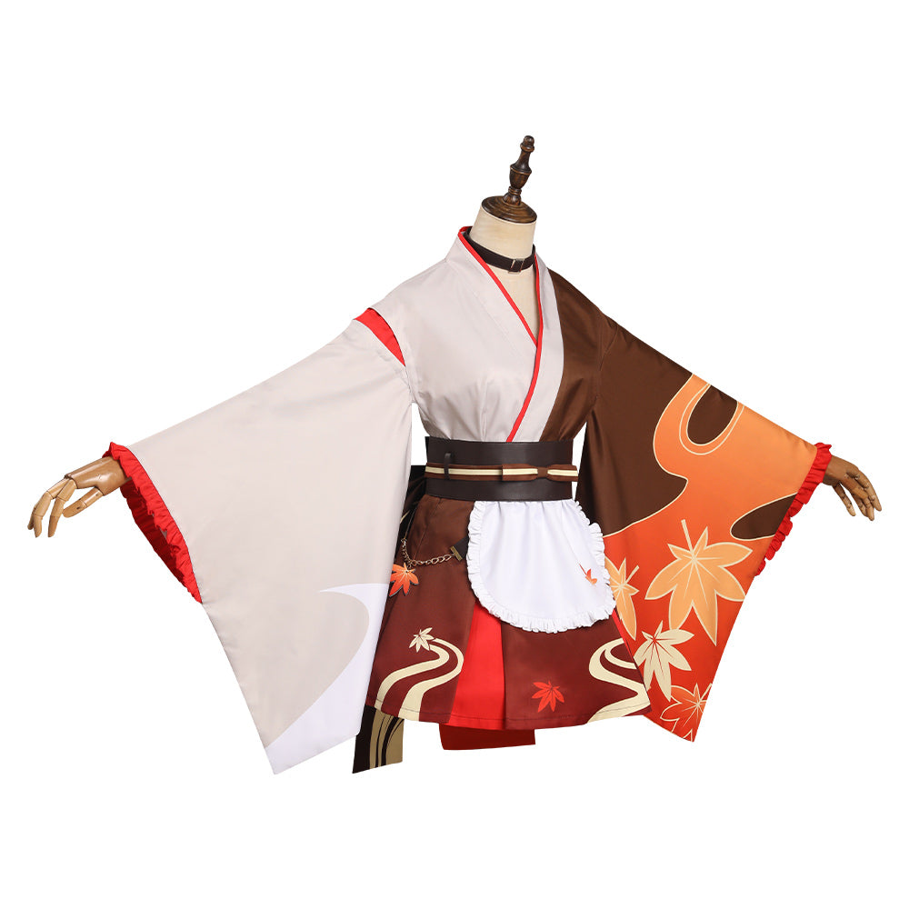 Genshin Impact Kaedehara Kazuha Cosplay Costume Kimono Maid Outfits Halloween Carnival Suit