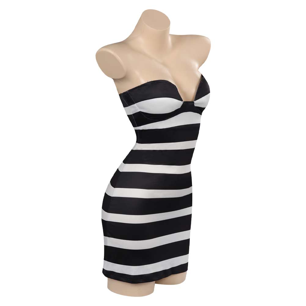 Barbie Movie Black and White Stripes Dress Outfits Halloween Carnival – TrendsinCosplay