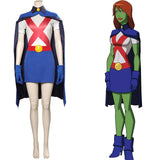 Young Justice  Miss Martian Cosplay Costume T-shirt Skirt Cloak Outfits Halloween Carnival Suit