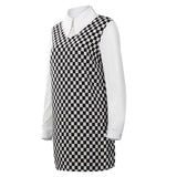 Wednesday Addams Wednesday Cosplay Costume Black-and-white Grid Dress Outfits Halloween Carnival Suit