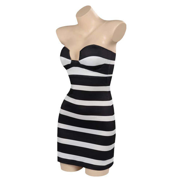 Barbie Movie Black and White Stripes Dress Outfits Halloween Carnival ...