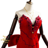 Final Fantasy VII Remake Aerith Aeris Gainsborough Cosplay Costume Red Party Dress Halloween