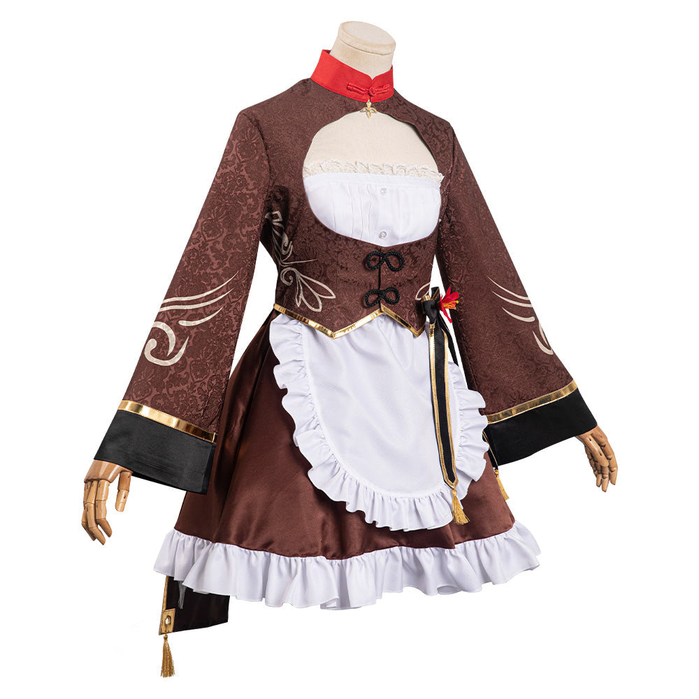 Genshin Impact Hu Tao Cosplay Costume Maid Dress Outfits Halloween Car ...
