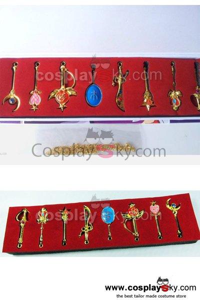 8pcs Sailor Moon Pretty Guardian Tsukino Usagi Keychain Necklace Pendant