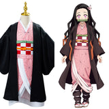 Anime Demon Slayer Kimetsu no Yaiba Kamado Nezuko Cosplay Costume Kids Children Uniform Outfits