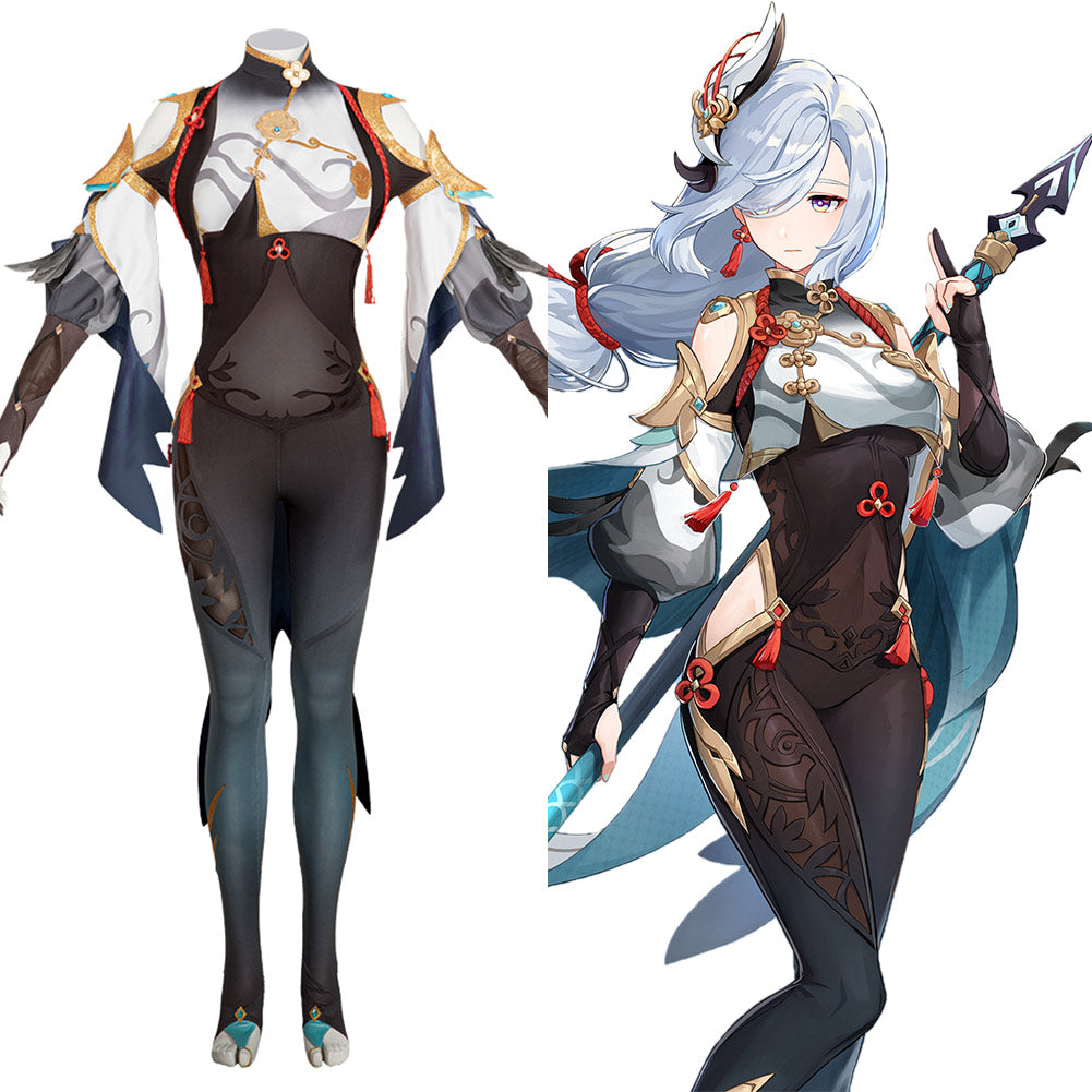 Genshin Impact Shenhe Cosplay Costume Outfits Halloween Carnival Suit for Adult