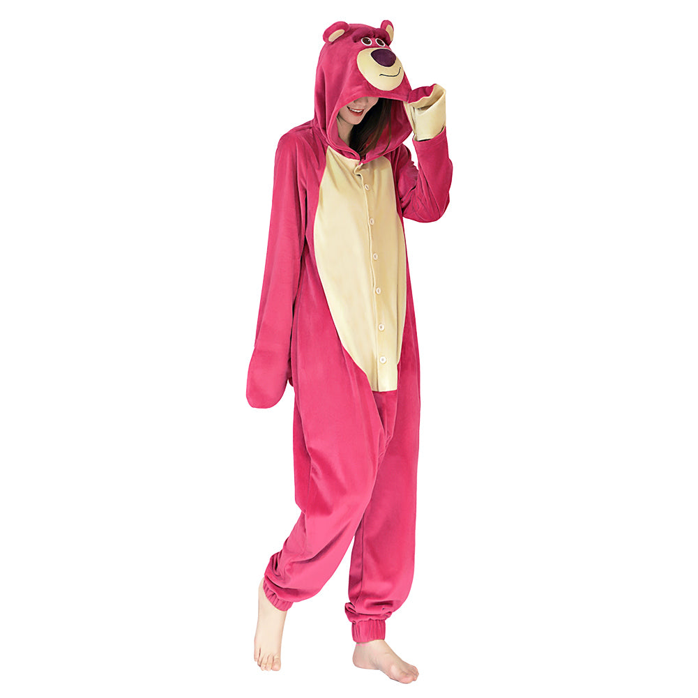 Toy Story 3-Lotso Strawberry Bear Christmas Halloween Costume Cosplay Costume Onesies Pajama Men Women Sleepwear Pyjamas