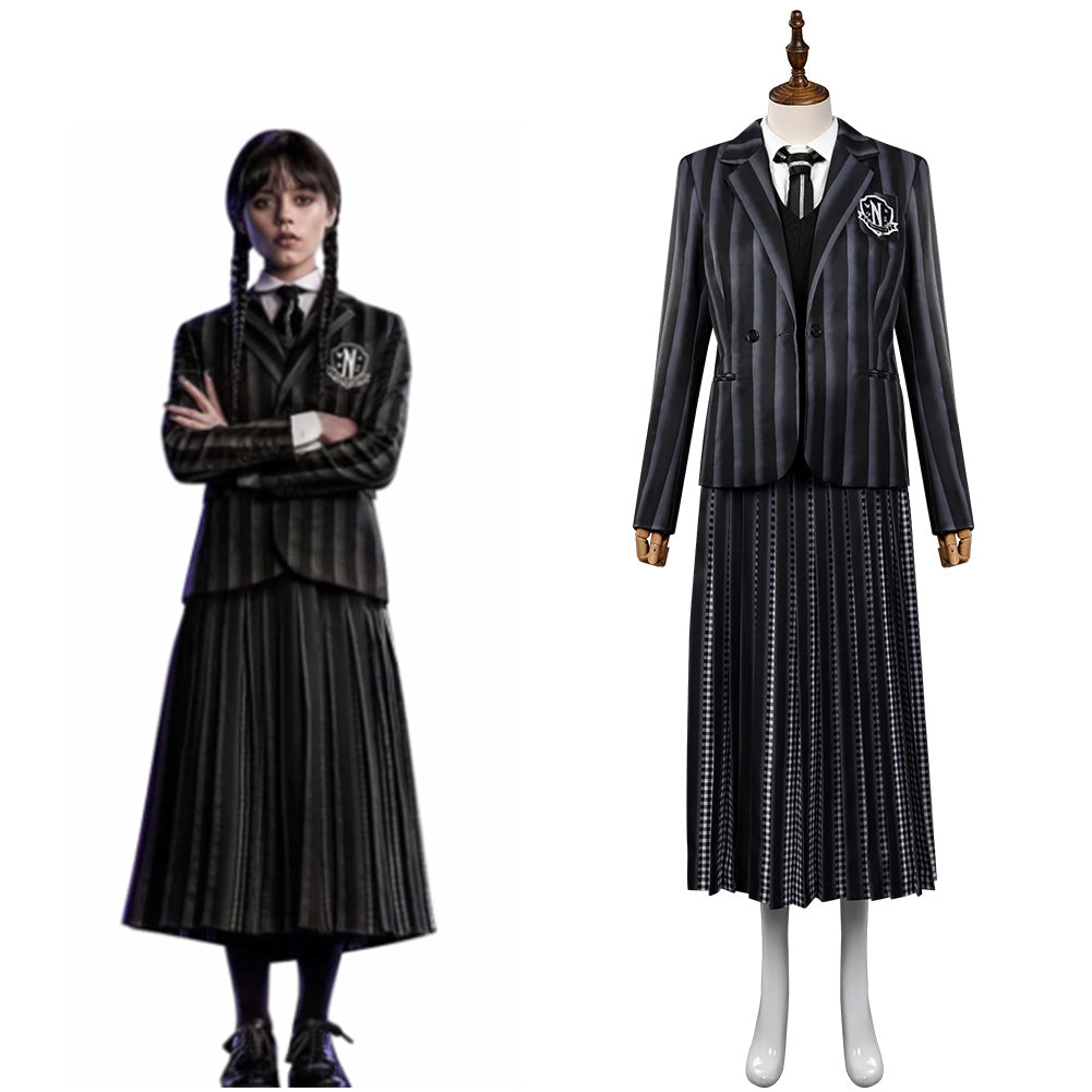 Adult Wednesday Addams Wednesday Cosplay Costume School Uniform Dress ...