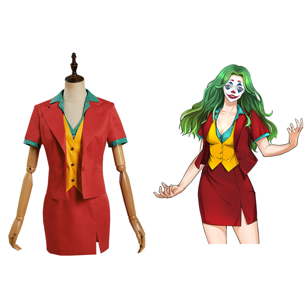 Movie Joker 2019 Female  Cosplay Costume Office Lady Uniform Skirt Outfits Halloween Carnival Suit