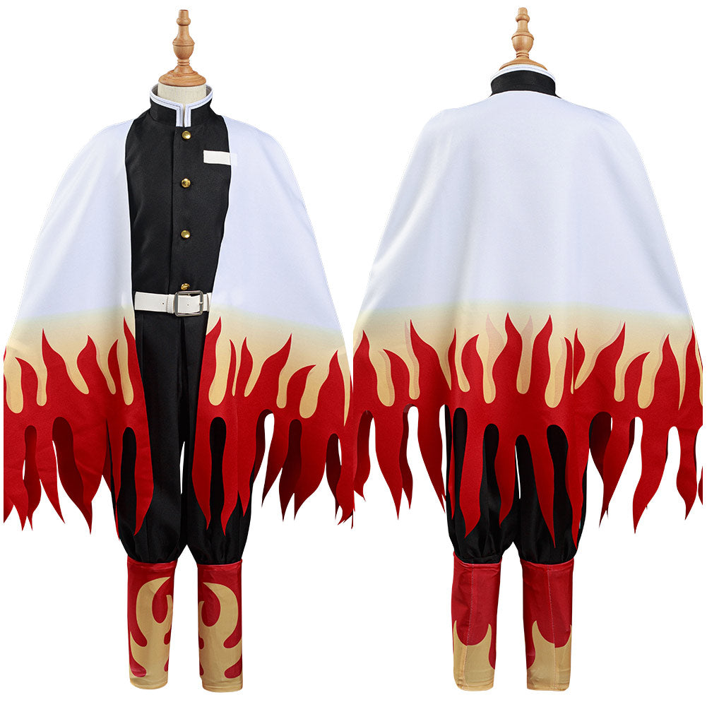 Demon Slayer: Kimetsu no Yaiba Rengoku Kyoujurou Halloween Carnival Suit Cosplay Costume Kids Children Coat Pants Cloak Outfits