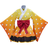 Anime Demon Slayer Agatsuma Zen'itsu Cosplay Costume Women Dress Outfits Halloween Party Suit