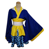 Anime One Piece Egghead Arc Trafalgar D. Water Law Women Blue Dress Cosplay Costume Outfits Halloween Carnival Suit