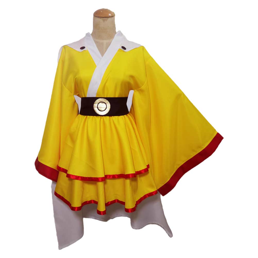 Anime One-Punch Man Saitama Women Yellow Dress Cosplay Costume Outfits ...