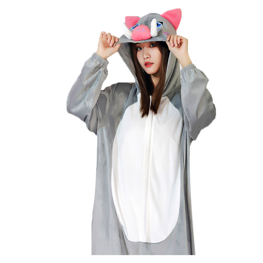 Demon Slayer ·Hashibira Inosuke Christmas Halloween Costume Cosplay Costume Onesies Pajama Men Women Sleepwear Pyjamas