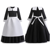 Kids Wednesday Addams Cosplay Costume Maid Dress Outfits Halloween Carnival Party Suit