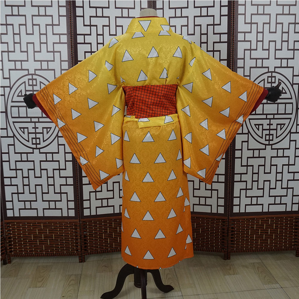Demon Slayer Agatsuma Zenitsu Halloween Carnival Costume Cosplay Costume Women Kimono Outfits