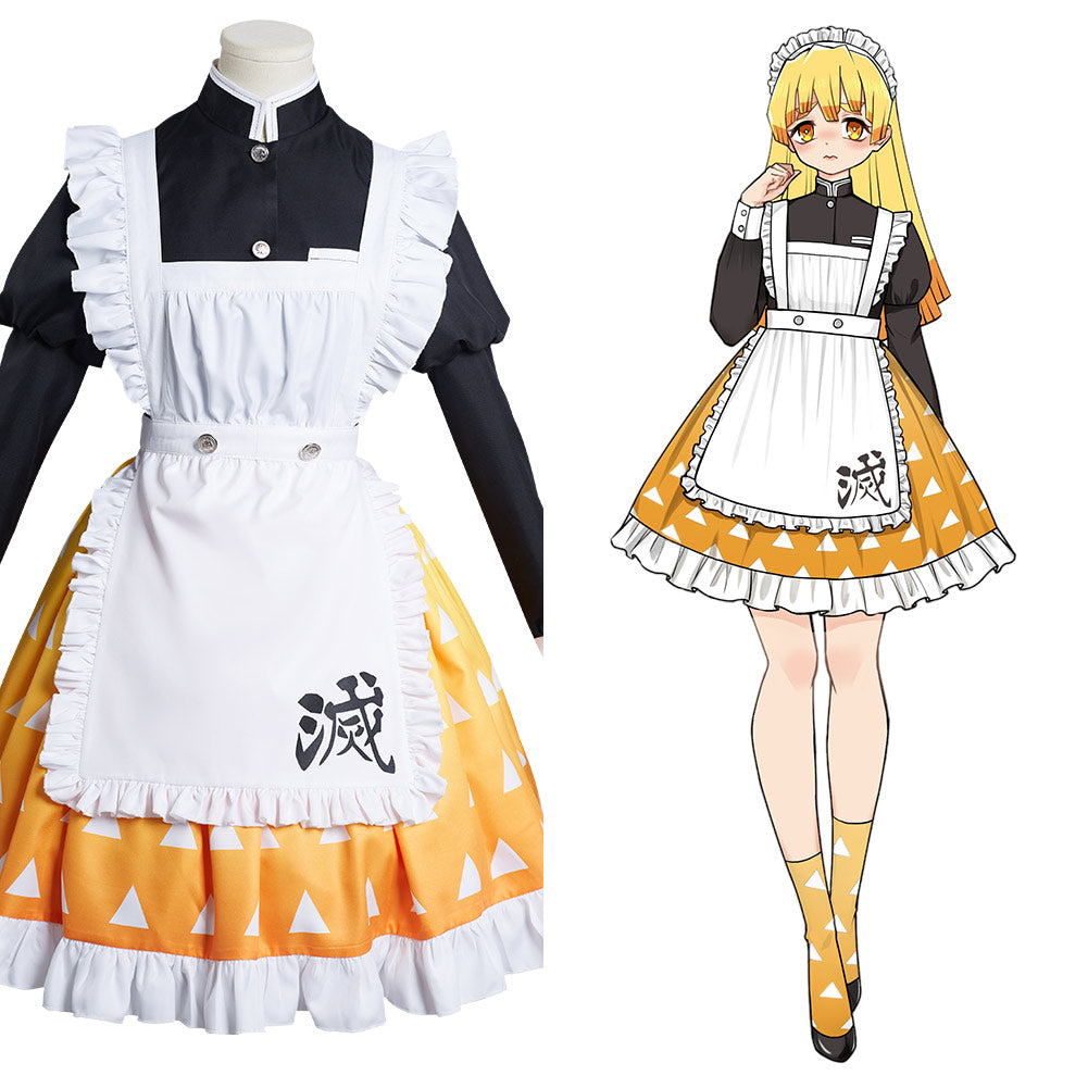 Demon Slayer Agatsuma Zenitsu Cosplay Costume Maid Dress Outfits Hallo –  TrendsinCosplay