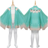 Kids Girls Genshin Impact Venti Swimsuit Cosplay Costume Bikini Top Shorts Cloak Outfits Halloween Carnival Suit