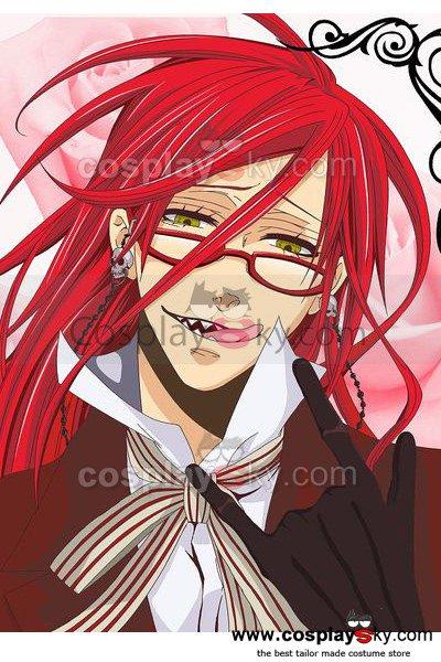 Black Butler Grell Sutcliff Glasses Frame and Chains