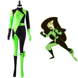 Kim Possible Shego Halloween Carnival Suit Cosplay Costume Adult Jumpsuit Outfits