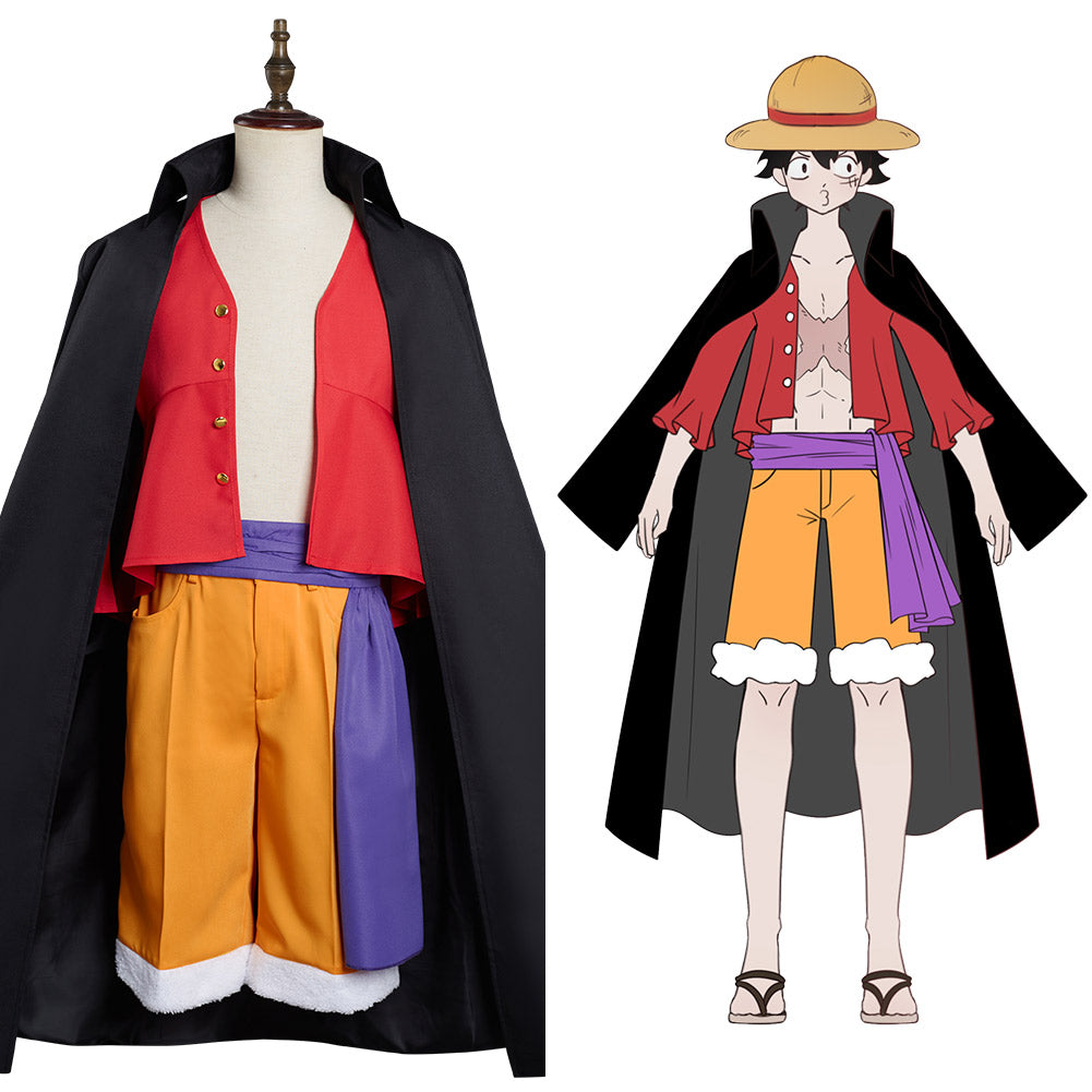 Cosplay Movie One Piece Luffy Costumes Tops Shorts Hat Halloween