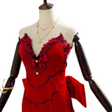 Final Fantasy VII Remake Aerith Aeris Gainsborough Cosplay Costume Red Party Dress Halloween