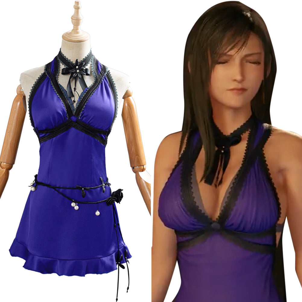 tifa ff7 remake purple dress FF7 Remake Day 2 Tifas Stunning Purple Dress Reveal!
