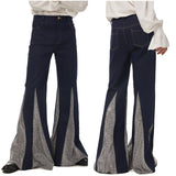 1970s Retro Vintage Disco Mid Waist Bell Bottom Super Flares Long Pants Trousers Jazz Dance Patchwork Trousers Halloween Carnival Suit