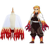 Demon Slayer: Kimetsu no Yaiba Rengoku Kyoujurou Halloween Carnival Suit Cosplay Costume Kids Cloak Coat