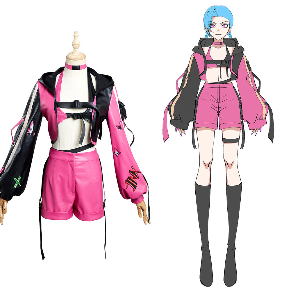 Arcane: League of Legends - Jinx Halloween Carnival Suit Cosplay Costume Outfits