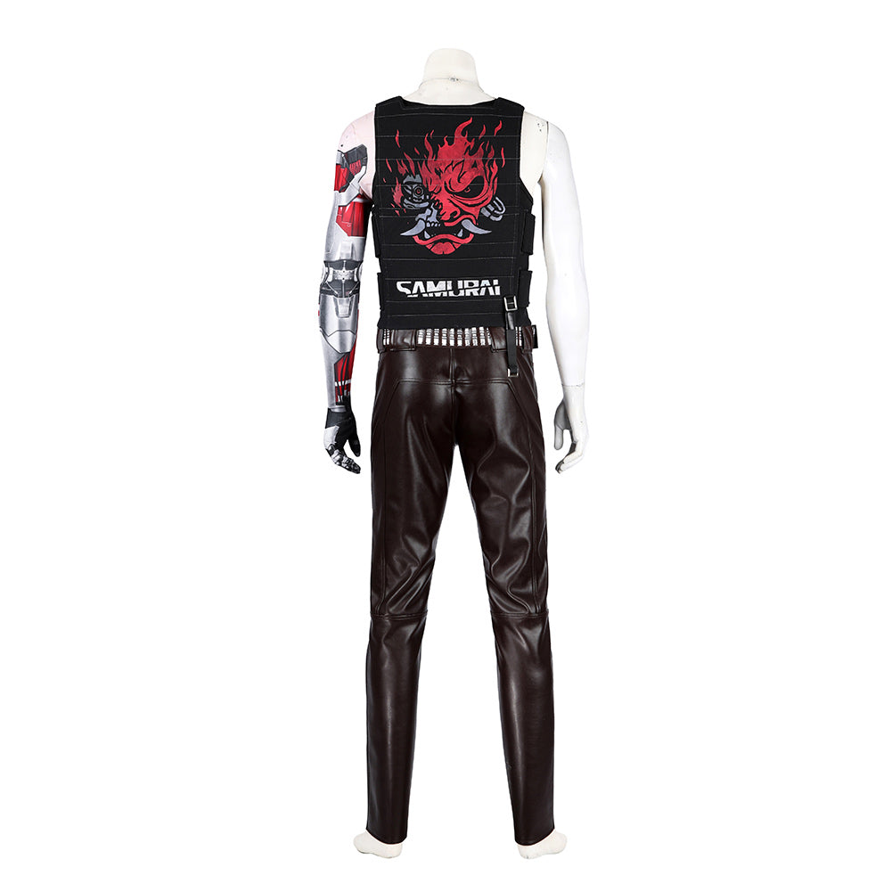 Game Cyberpunk 2077 Johnny Silverhand Black Outfit Cosplay Costume Outfits Halloween Carnival Suit