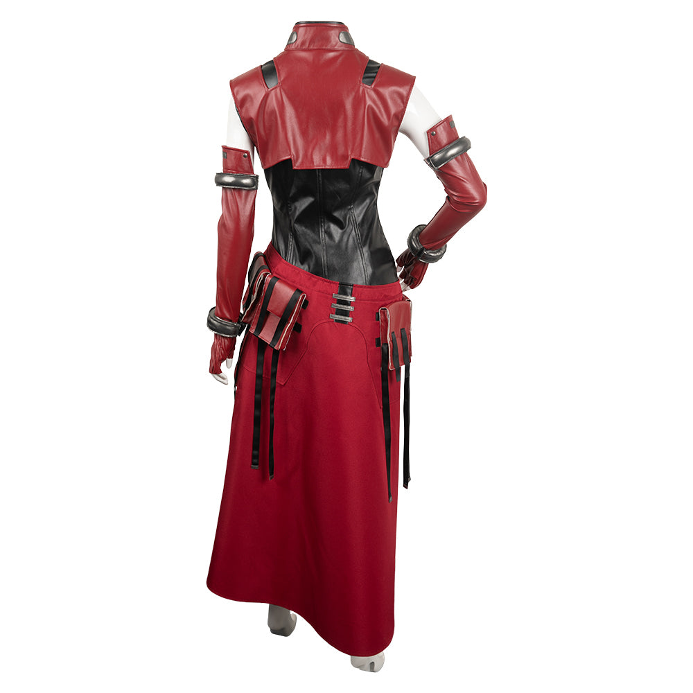 Game Final Fantasy VII Remake Aerith Gainsborough Women Red Suit Cosplay Costume Outfits Halloween Carnival Suit