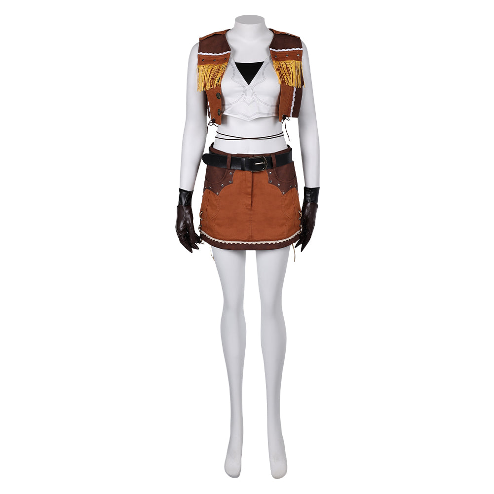 Game Final Fantasy VII Tifa Lockhart Women Brown Suit Cosplay Costume Outfits Halloween Carnival Suit