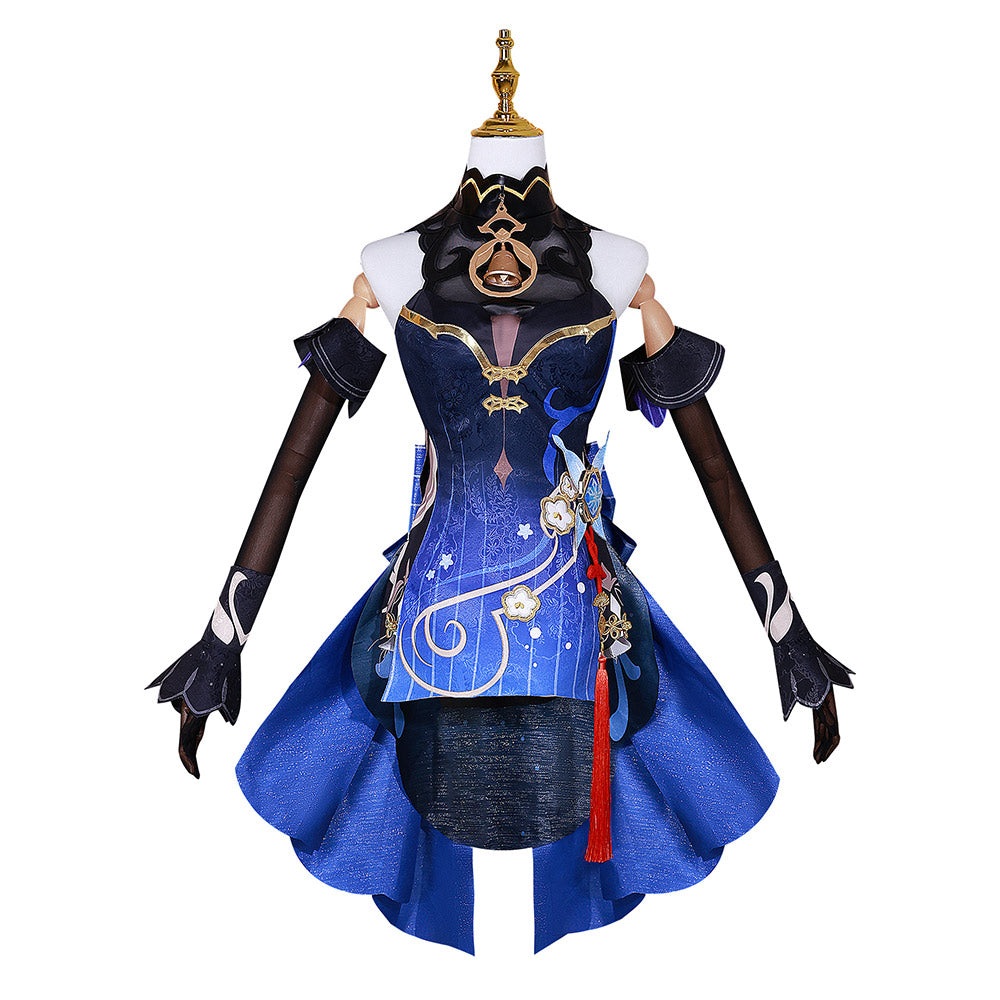 Game Genshin Impact Lantern Rite Ganyu Women Blue Dress Cosplay Costume