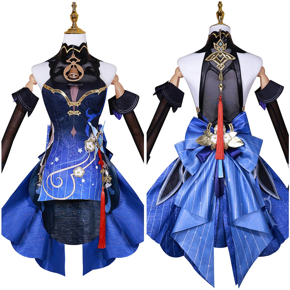 Game Genshin Impact Lantern Rite Ganyu Women Blue Dress Cosplay Costume