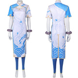 Game Street Fighter Chun Li Women Blue Combat Suit Cosplay Costume Outfits Halloween Carnival Suit