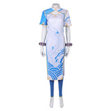 Game Street Fighter Chun Li Women Blue Combat Suit Cosplay Costume Outfits Halloween Carnival Suit