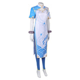 Game Street Fighter Chun Li Women Blue Combat Suit Cosplay Costume Outfits Halloween Carnival Suit