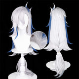 Genshin Impact Neuvillette Cosplay Wig Heat Resistant Synthetic Hair Halloween Party Carnival Props