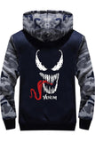 2018 Venom Symbiote Thick Fleece Camouflage Winter Jacket Zip Up Hoodie