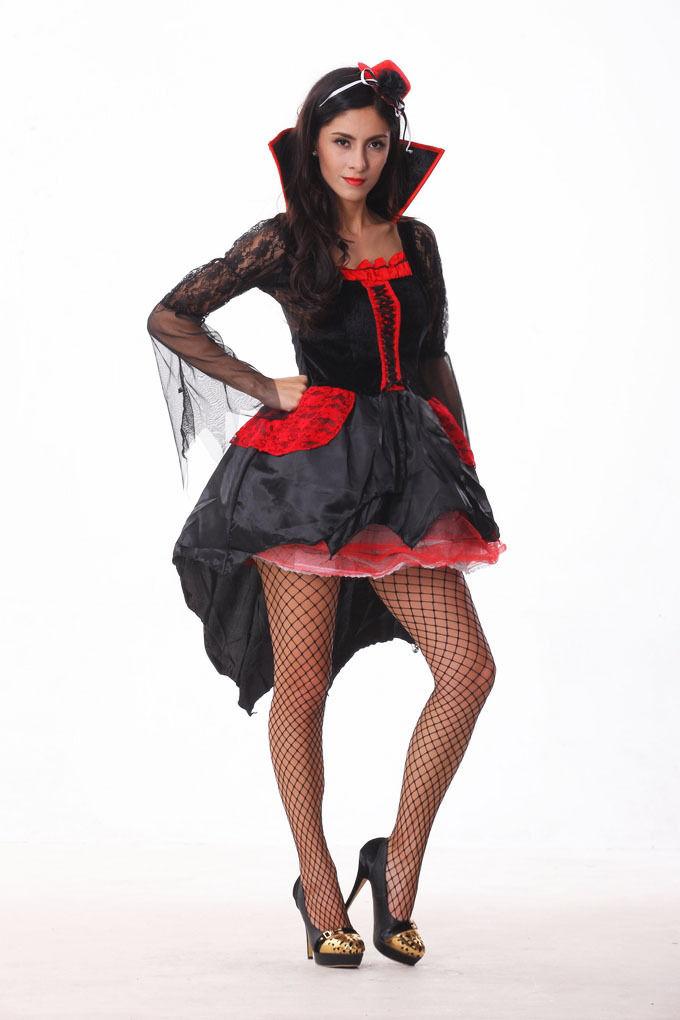Halloween Vampire Sexy Womens Gown Robe Cloak Adult Suit Dress Cosplay Costume Suit Dress
