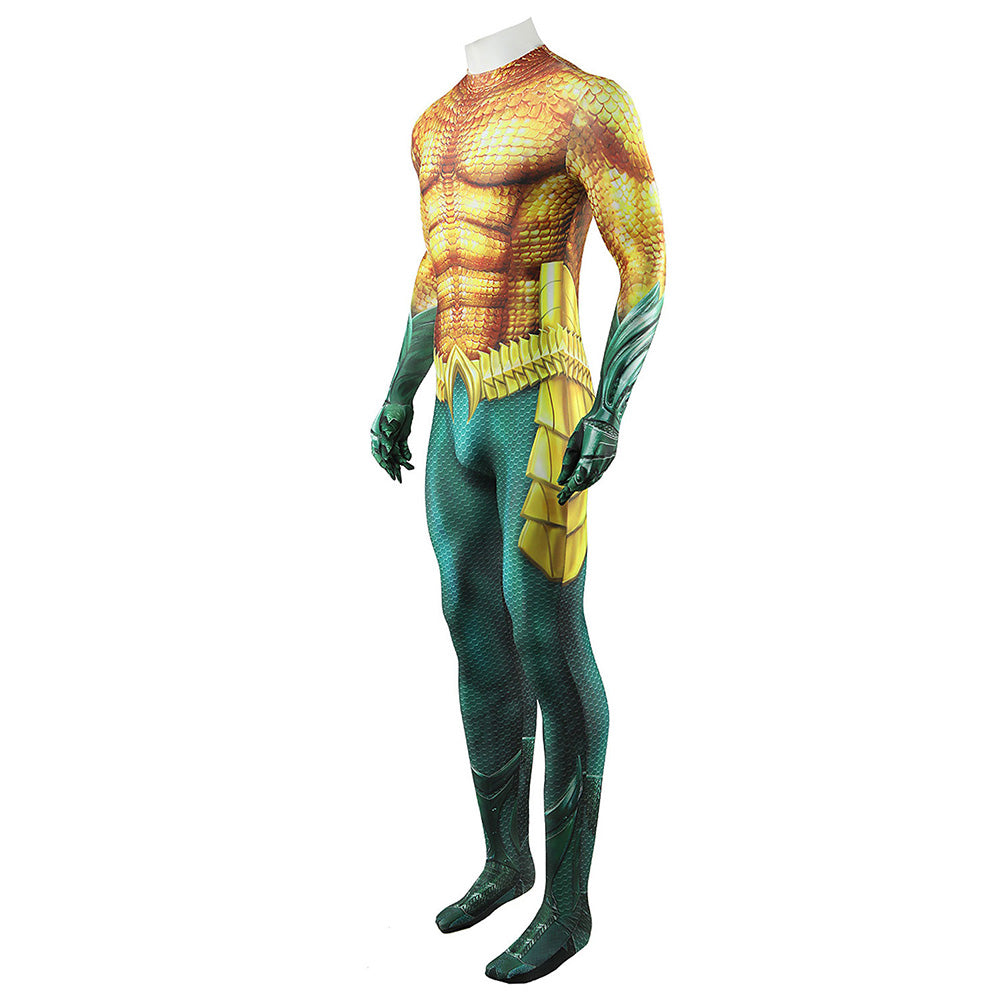 Movie Aquaman and the Lost Kingdom Arthur Curry Golden Jumpsuit Cosplay Costume Outfits Halloween Carnival Suit