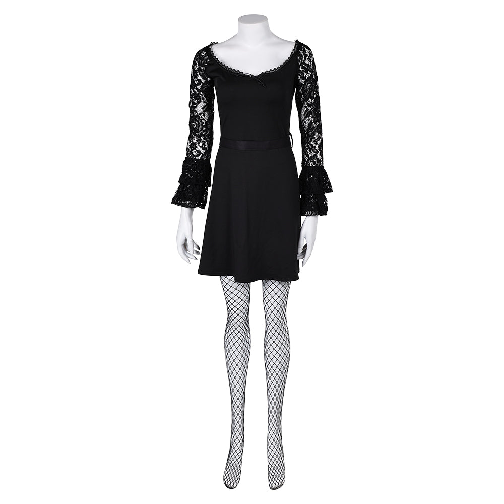 Movie Lisa Frankenstein Misty Women Black Lace Long-sleeved Dress Cosp –  TrendsinCosplay