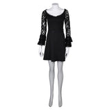 Movie Lisa Frankenstein Misty Women Black Lace Long-sleeved Dress Cosplay Costume Outfits Halloween Carnival Suit