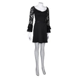 Movie Lisa Frankenstein Misty Women Black Lace Long-sleeved Dress Cosplay Costume Outfits Halloween Carnival Suit