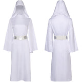 Movie Princess Leia Women White Dress Cosplay Costume Outfits Halloween Carnival Suit