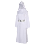 Movie Princess Leia Women White Dress Cosplay Costume Outfits Halloween Carnival Suit