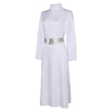 Movie Princess Leia Women White Dress Cosplay Costume Outfits Halloween Carnival Suit