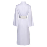 Movie Princess Leia Women White Dress Cosplay Costume Outfits Halloween Carnival Suit