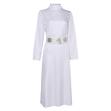 Movie Princess Leia Women White Dress Cosplay Costume Outfits Halloween Carnival Suit